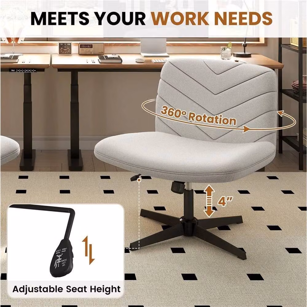 KORVIXA Modern Grey Bouclé Fabric Swivel Task Chair for Home Office – 3
