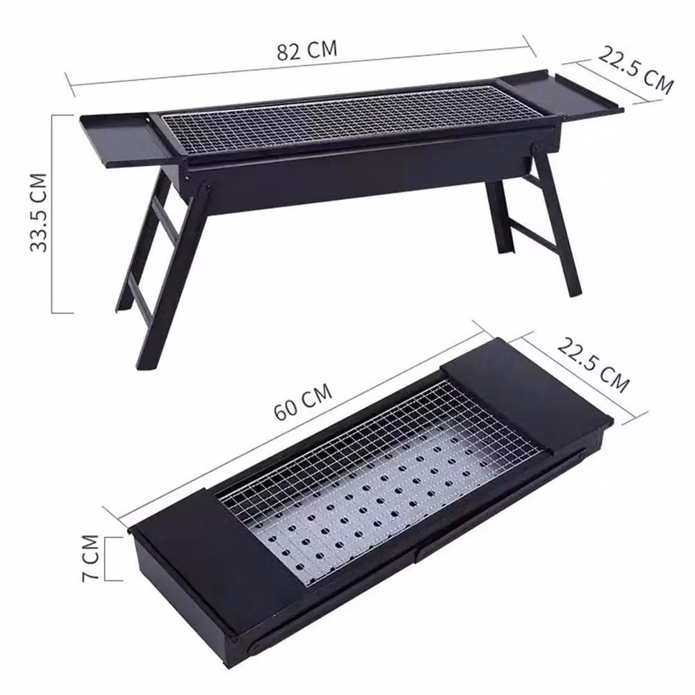 NESTLUNE Portable Folding Charcoal BBQ Camping Grill, Black, W: 100 cm, D: 60 cm, H: 33.5 cm – 2