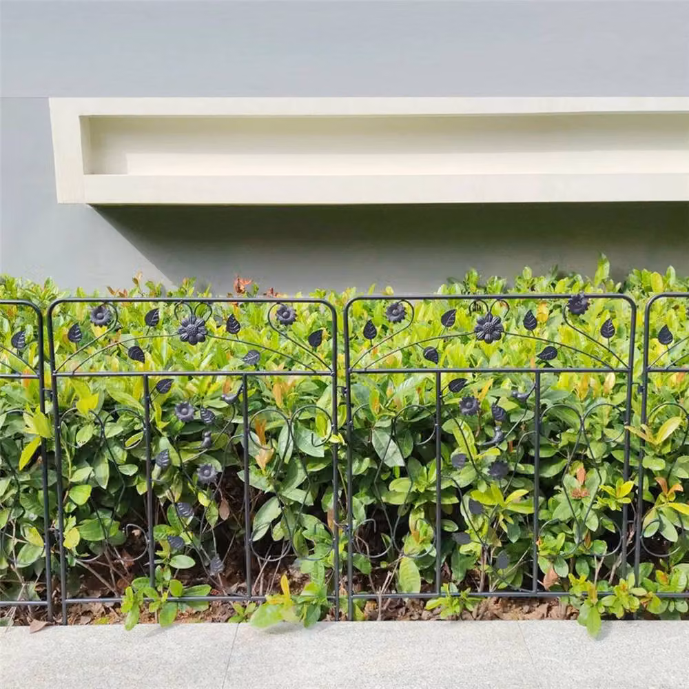 FLAVORA 5-Piece Thick Metal Garden Fence Border in Black, 0.6m2 – 4