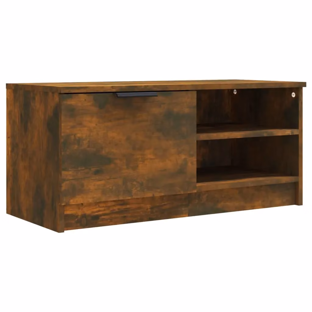 Berkfield Home Modern Smoked Oak TV Cabinet in Brown, W/D/H: 80 x 35 x 36.5 cm – 2