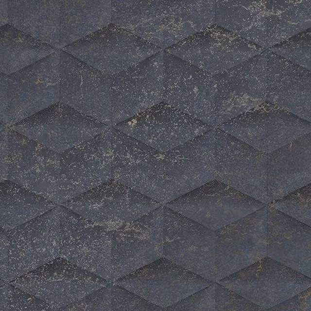 I Love Wallpaper Architectural Concrete Abstract Geometric Wallpaper in Navy and Gold