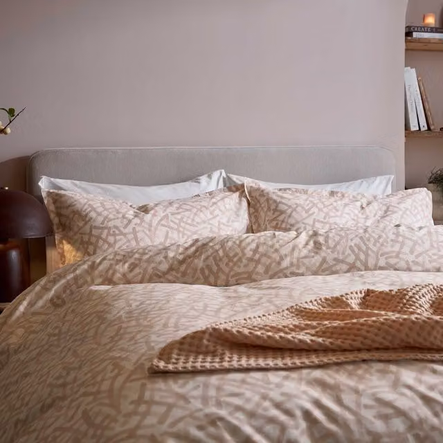 Murmur Oonagh Graphic Cotton Duvet Cover and Pillowcase Set, Pink, W: 180 cm, H: 200 cm