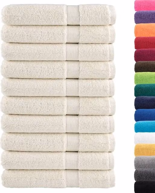 Berkfield Home SOLUND Premium Cotton Sauna Towels, 10 Pack, Beige, W: 80 cm, L: 200 cm, 600 gsm