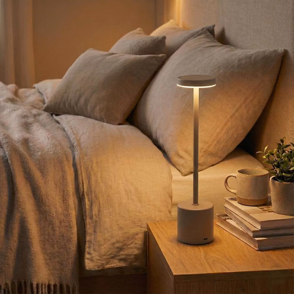 EONLION Taupe LED Cordless Table Lamp with Touch Dimming and Rechargeable Battery – 2