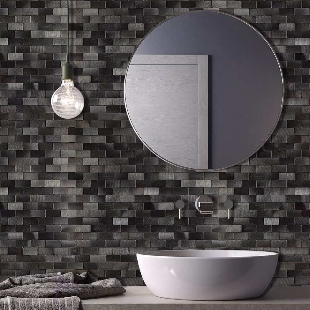 ENER-J Urban Alloy Pattern Peel & Stick Aluminum Wall Tiles, Silver, Pack of 4, W/D/H: 300 x 300 x 4 mm – 4