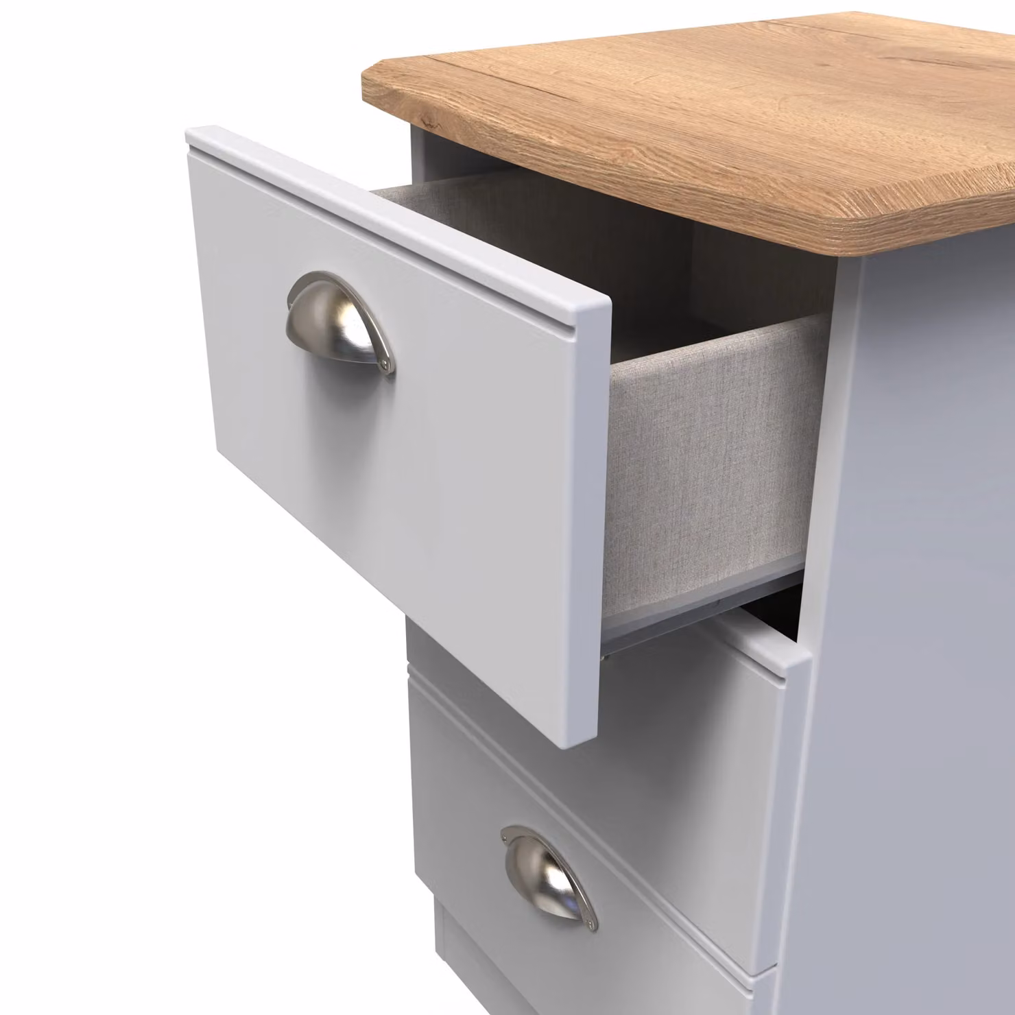 2 U Albert 3 Drawer Bedside Cabinet in Grey, Ready Assembled – 2