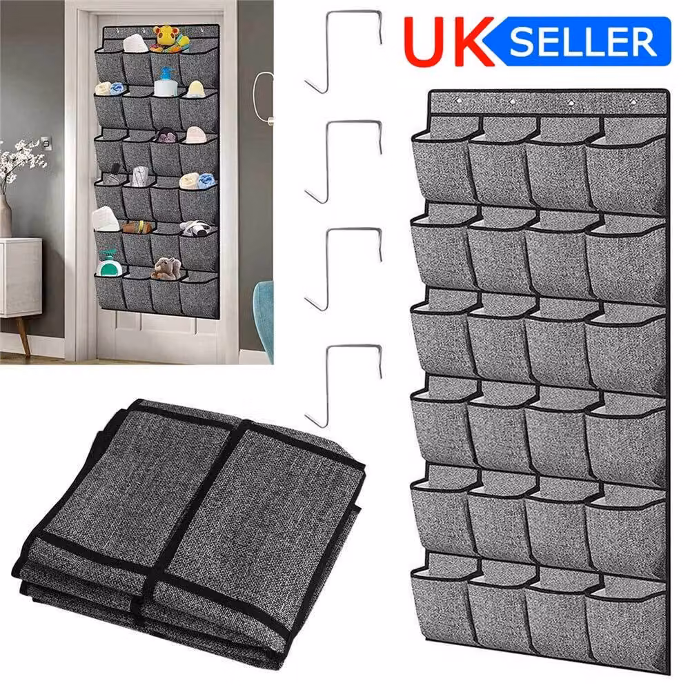 Nordara 24 Grid Over Door Hanging Shoe Organiser Storage Bag in Grey – 3