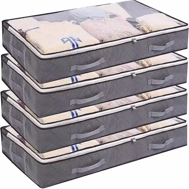 KORVIXA 4 Piece Large Underbed Shoe Storage Bags in Grey – 1