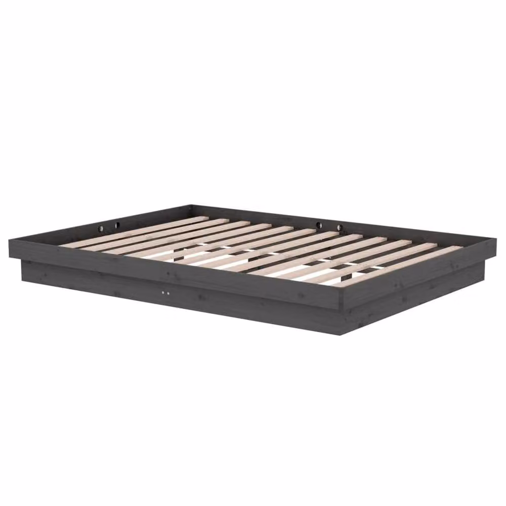 Berkfield Home Beautiful Bed Frame in Grey Solid Pine Wood, W: 140 cm x D: 190 cm – 3