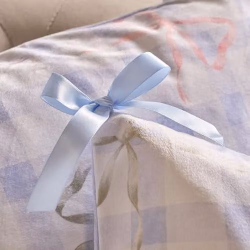 OHS Bow Print Matte Velvet Cushion Covers, Set of 2, Blue, W/D/H: 45 x 45 x 45 cm – 3