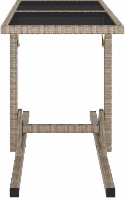 Berkfield Home Beige Poly Rattan and Glass Rectangular Garden Table W/D/H: 110 x 53 x 72 cm