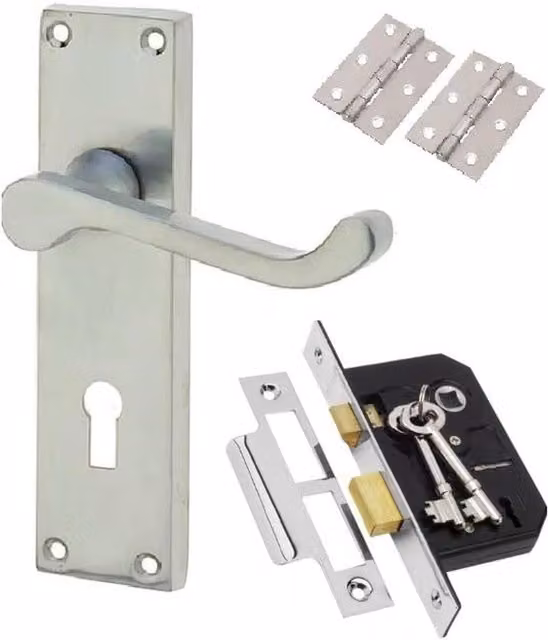 Golden Grace Brushed Chrome Door Handle in Silver Grey