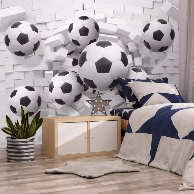 Walltastic 3D Football Wall Mural, Multicolour and Green, W: 243.84 cm, H: 304.8 cm