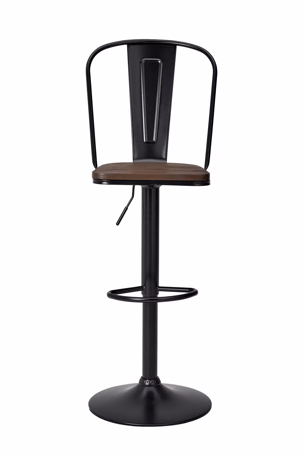 Living and Home Set of 2 Black Adjustable Swivel Bar Stools with Footrests – 3