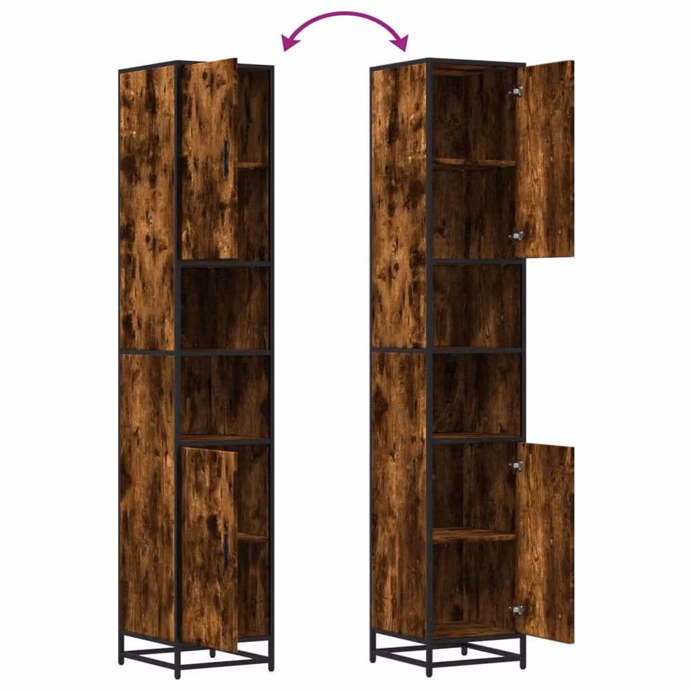 Berkfield Home Sturdy Bathroom Cabinet in Smoked Oak Brown, W/D/H: 35 x 37.5 x 188.5 cm – 2