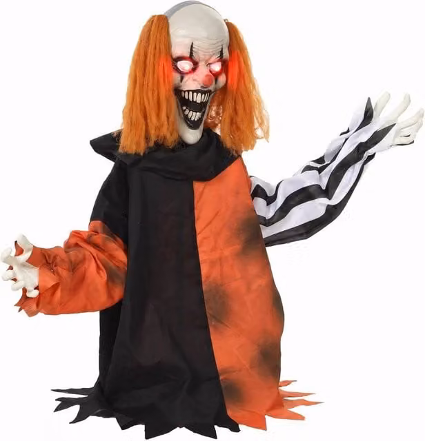 NESTLUNE Animated Halloween Clown Tabletop Decoration, Multicolour, H 100 cm x W 15 cm x D 15 cm