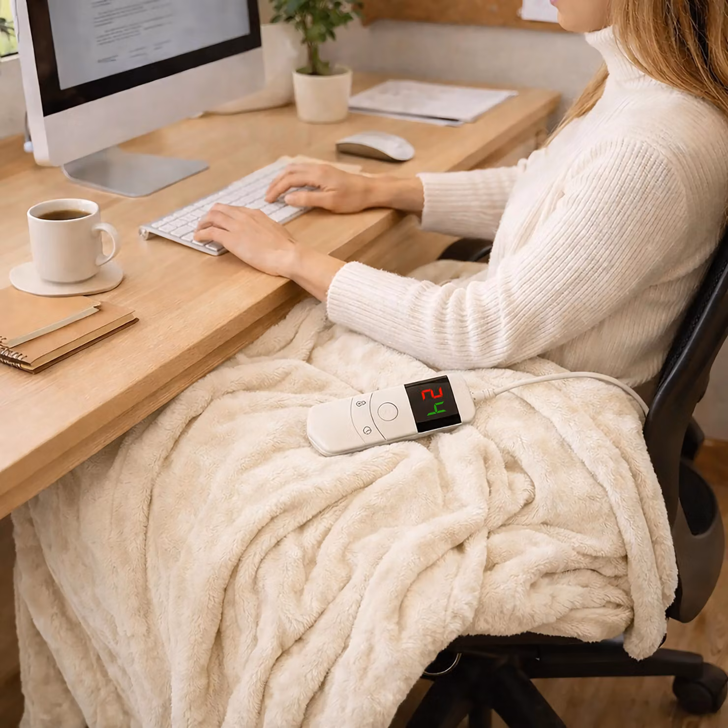 Marco Paul Electric Heated Fleece Throw Blanket in Beige with 10 Heat Settings, W/D/H: 160 x 120 x 120 cm – 3