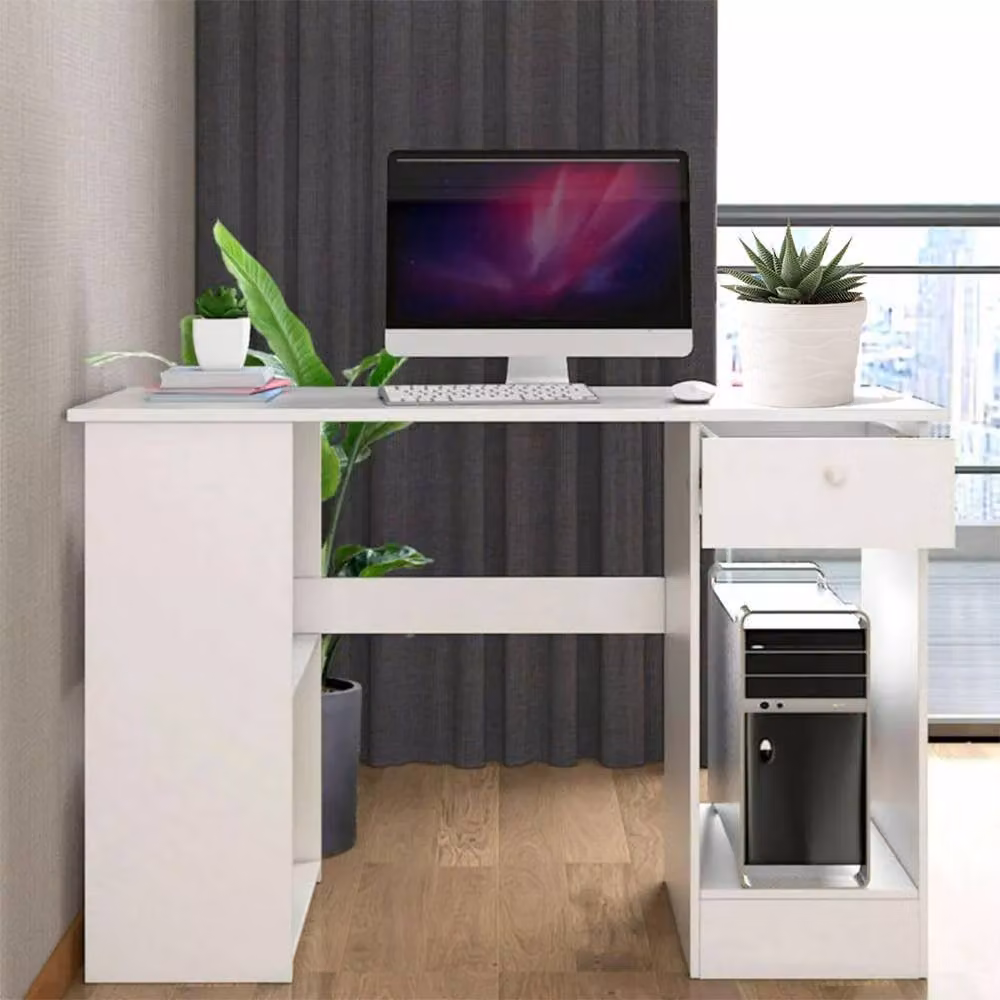 KORVIXA H-Shaped Computer Desk in White for Gaming and Home Office Use – 3