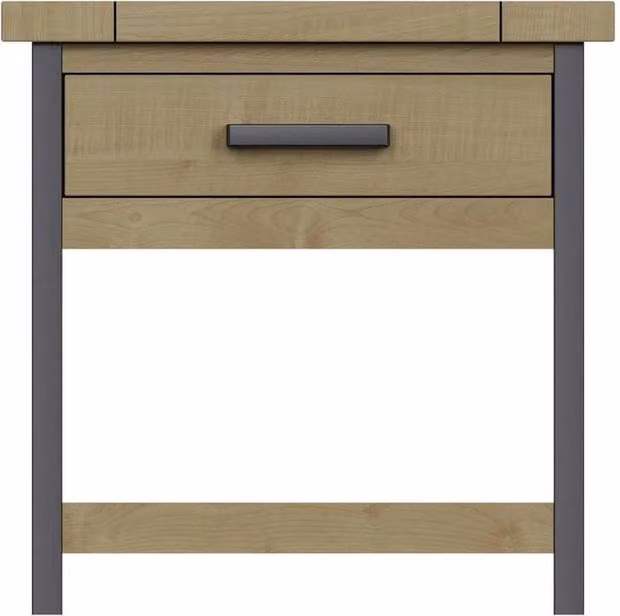 KORVIXA Rustic Driftwood Finish Side Table in Brown and Grey, Solid Pine and Metal, W: 100 cm, D: 50 cm, H: 50 cm