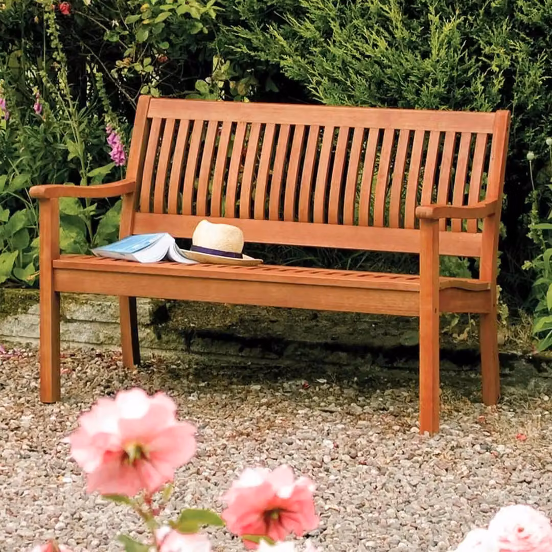 Rowlinsons Willington Garden Bench in Brown, W: 124 cm, D: 69 cm, H: 87 cm – 2