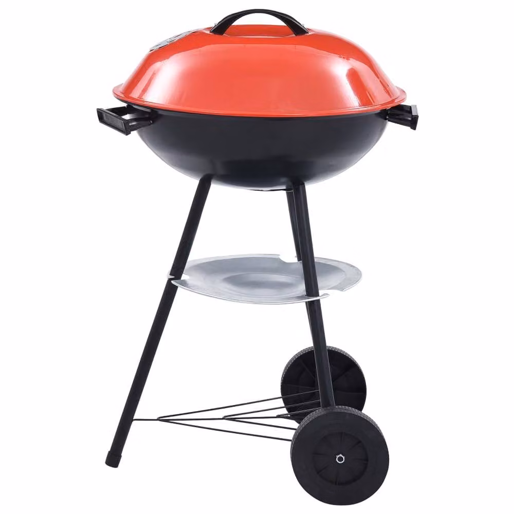 Berkfield Home XXL Portable Charcoal Kettle BBQ Grill with Wheels, Grey, 44 cm – 2