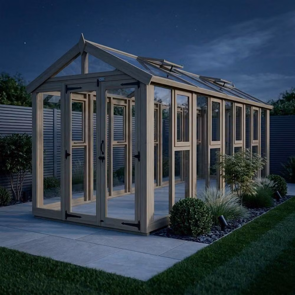 Buttercup Farm Apex Glass Greenhouse in Brown with Pressure Treated Timber – 3