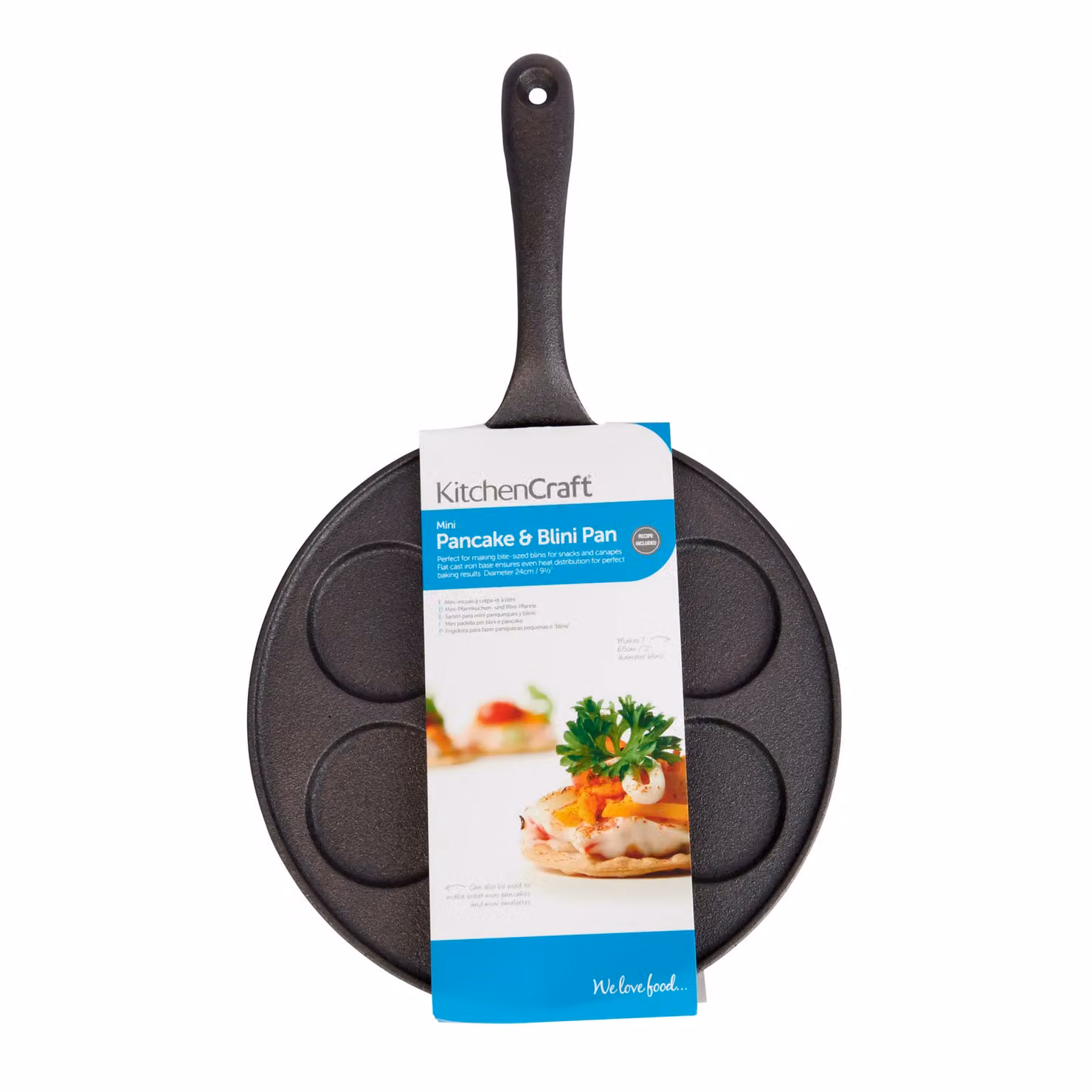 KitchenCraft Cast Iron Non-Stick 7-Hole Pancake and Blini Frying Pan, Black – 4