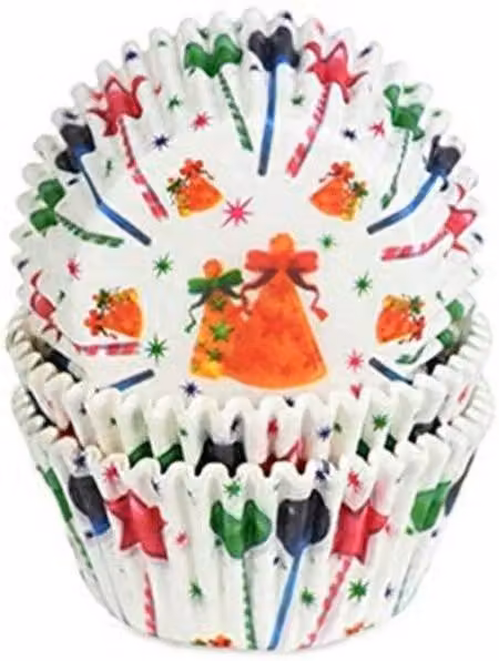 KDMD Bell Multicolour Greaseproof Christmas Mini Cupcake Liners, 100 Pack