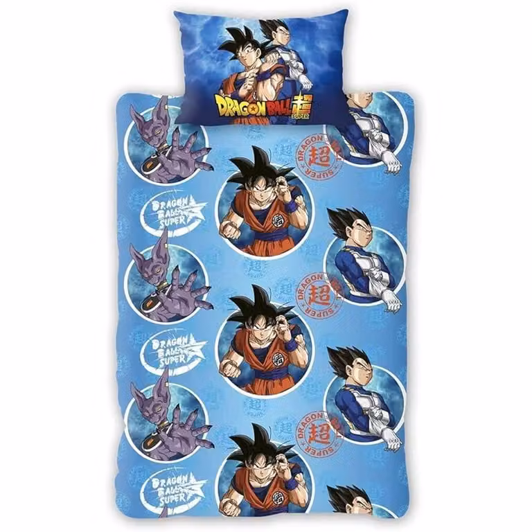 Dragon Ball Z Reversible Duvet Cover and Pillowcase Set, Multicolour and Blue, W: 90 cm, L: 200 cm