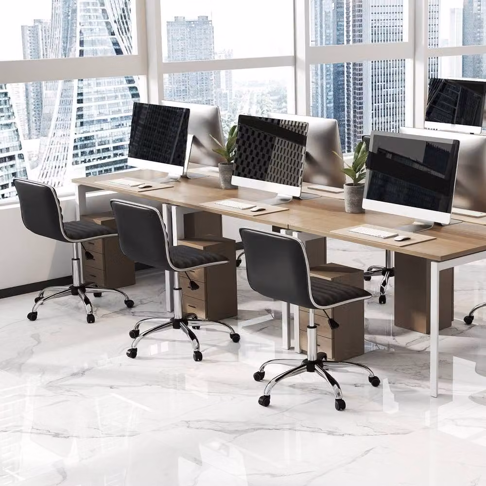 Costway Black Synthetic Leather Adjustable Task Chair with Swivel Seat and Castors – 5
