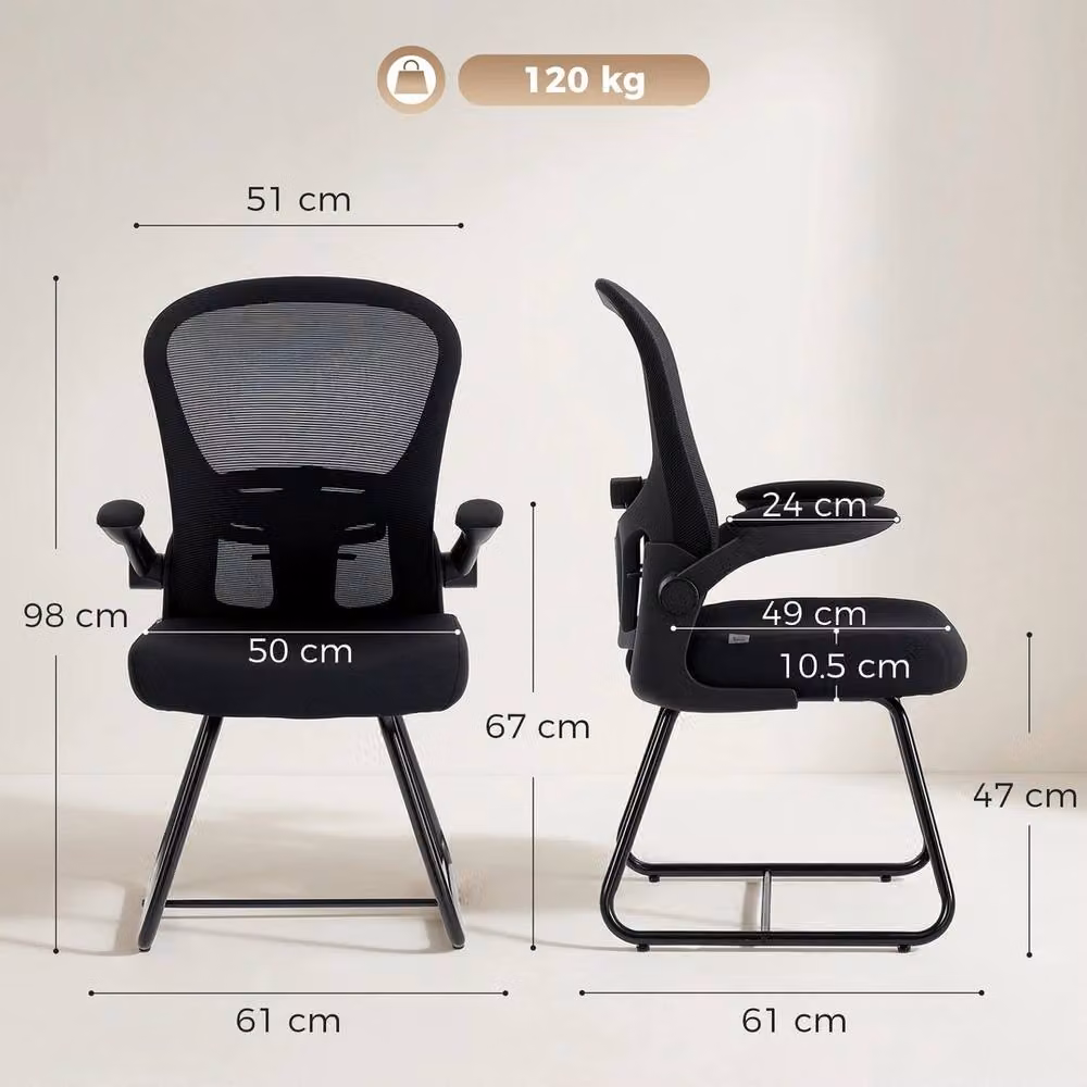 FORGEVIO Black Fabric Conference and Reception Chair with Armrests – 2