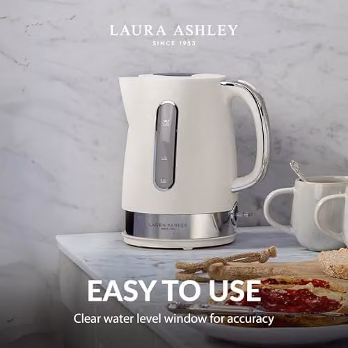 Laura Ashley White Electric Fast Boil Quiet Kettle with Limescale Filter and Auto Shut-off – 3