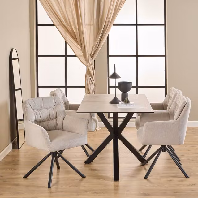 Furniture To Go Heaven Modern Rectangular Ceramic Dining Table in Grey and Black, Width: 135 cm