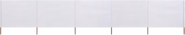 Berkfield Home 5-Panel Fabric Wind Screen in Sand White, W: 600 cm, H: 120 cm
