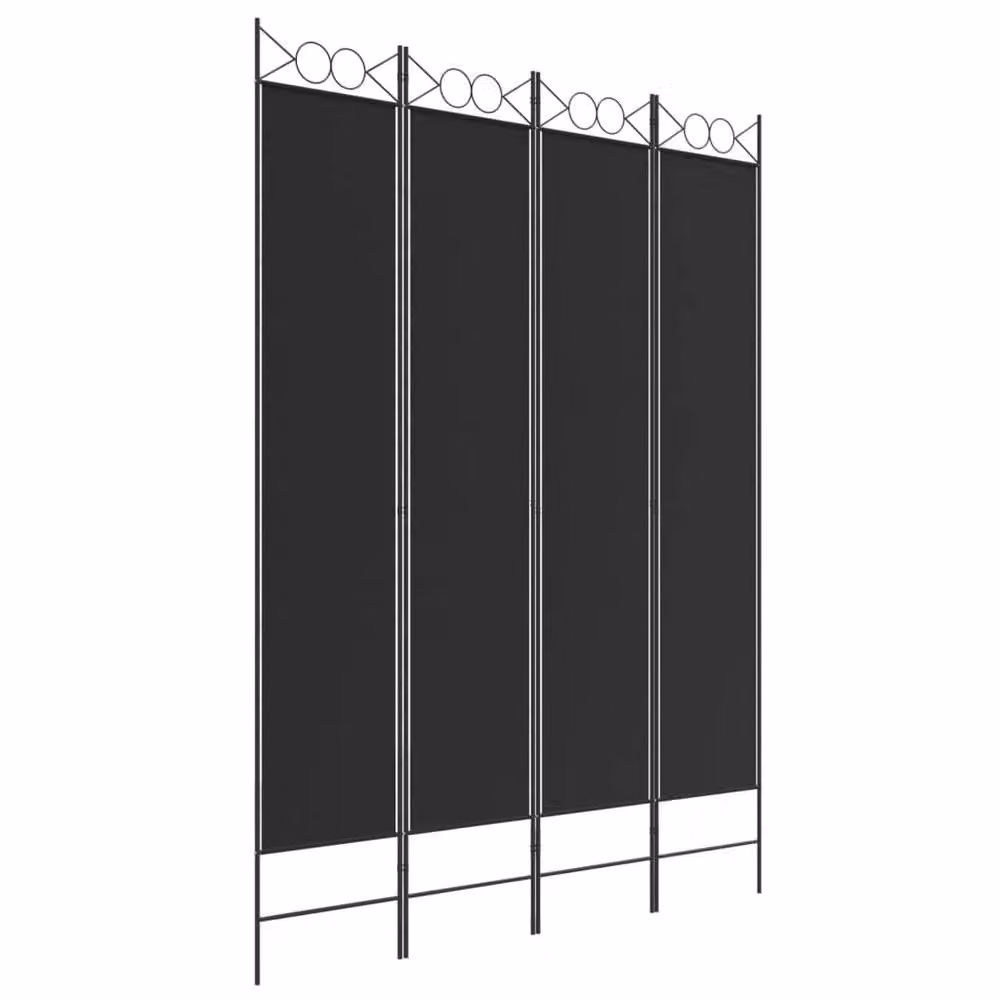 Berkfield Home 4-Panel Fabric Room Divider in Black, W/H: 160 x 220 cm – 2