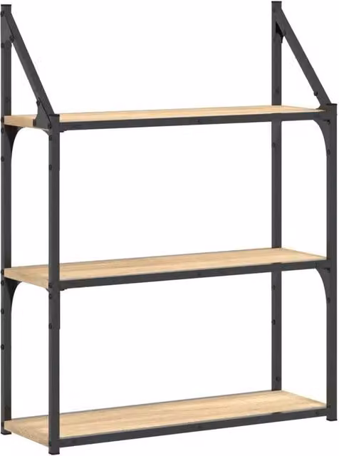 Kelvenix 3-Tier Wall Mounted Industrial Shelf in Sonoma Oak, Brown, W/D/H: 60 x 21 x 78.5 cm