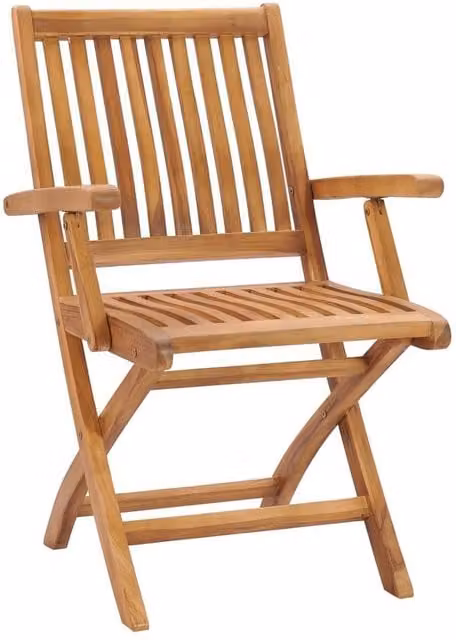 Berkfield Home Set of 2 Folding Garden Chairs in Tan Solid Teak Wood
