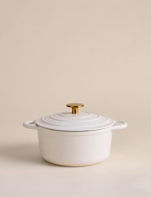 M&S Cast Iron Medium Casserole Dish in Cream