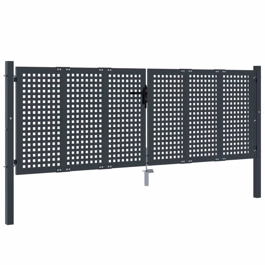 Berkfield Home Anthracite Steel Wire Mesh Garden Gate W: 300 cm, H: 125 cm – 2