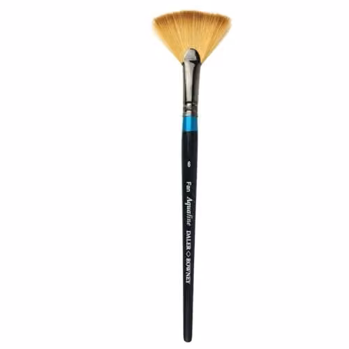 Daler-Rowney Aquafine Watercolour Fan Brush with Soft Synthetic Hair and Short Handle, Blue and Multicolour