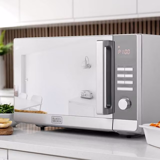 Black and Decker 30 Litre Combination Microwave with Grill and Convection, Stainless Steel, Black and Silver