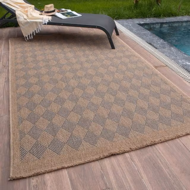 Nature Collection Diamond Blue Rectangular Outdoor Rug W/D/H: 80 x 150 cm