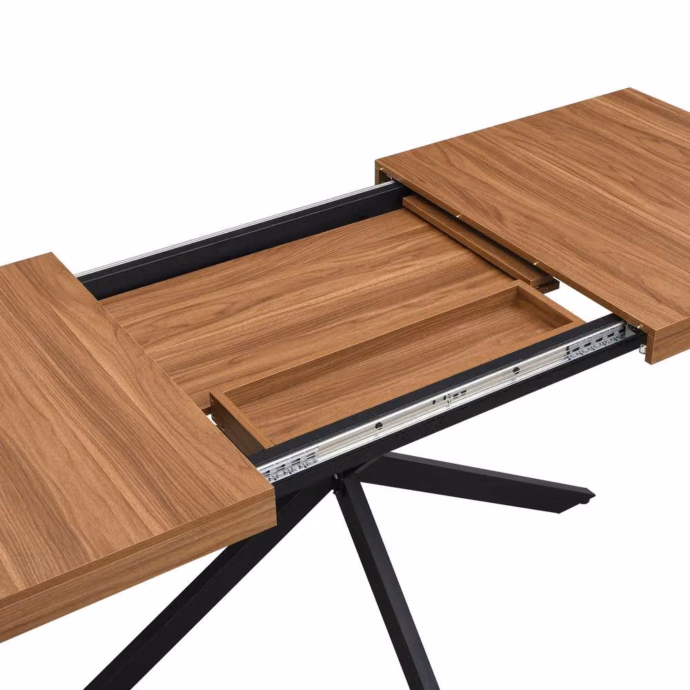 Mona Vale Furniture Industrial X-Frame Extendable Rectangular Dining Table in Walnut and Brown – 3