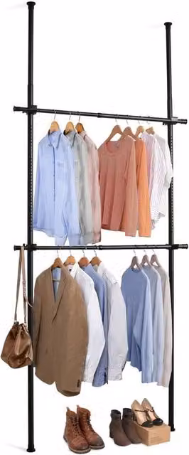 EONLION Black Matt Metal Hanging Rail Clothes Rack Organiser, Width: 50 cm – 1