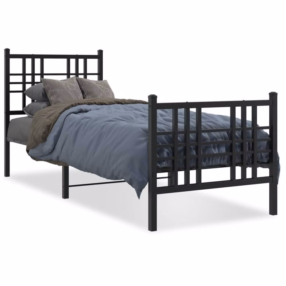 Berkfield Home Metal Bed Frame with Footboard, Black, W/D/H: 80 x 200 cm – 3