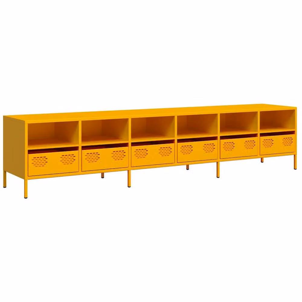 Berkfield Home Industrial TV Cabinet in Matt Mustard Yellow, W/D/H: 202 x 39 x 43.5 cm – 3