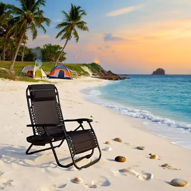 Shatchi Zero Gravity Recliner Chair with Cup Holders in Black