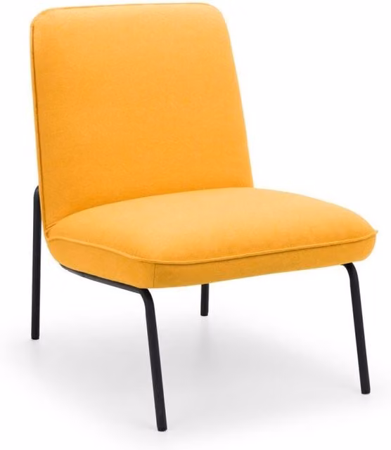 Ashfield Modern Yellow Fabric Cushion Chair with Black Metal Cantilever Base