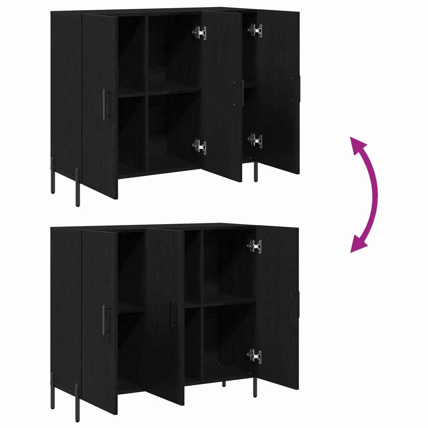 Berkfield Home Black Oak Sideboard in Black MDF, W/D/H: 90 x 34 x 80 cm – 6