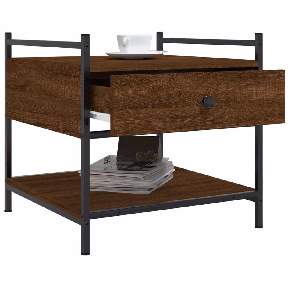 Berkfield Home Decorative Coffee Table in Brown Oak, W/D/H: 50 x 50 x 50 cm – 3